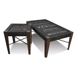 Crafters and Weavers City Cross Bar End Table in New York Black