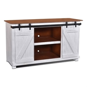 Crafters and Weavers Westgate 60&quot Sliding Barn Door TV Stand in White