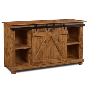 Crafters and Weavers Westgate 60&quot Sliding Barn Door TV Stand in Light Brown