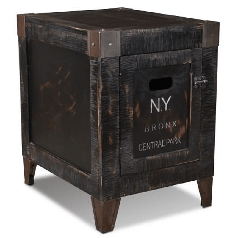 Crafters and Weavers City 1 Door End Table - New York in Black