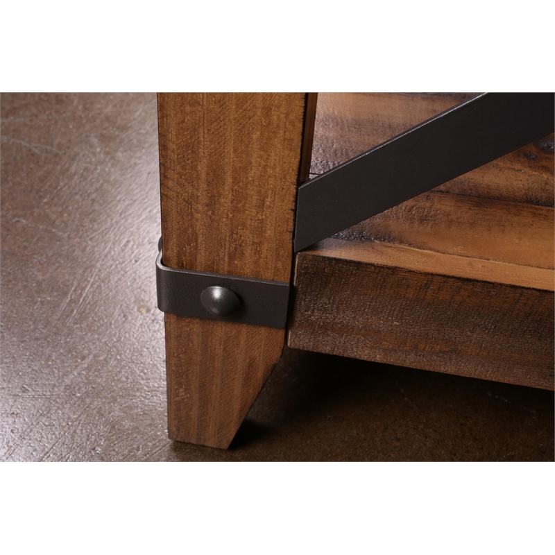 Crafters and Weavers Set of 2 Larson Cross Bar Open End Table in Brown