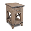 Crafters and Weavers Larson Solid Pine Wood 1 Drawer Side Table in Grey