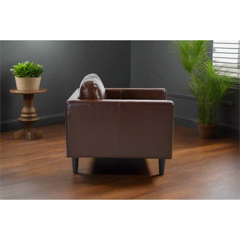 Crafters and Weavers Philippe Top Grain Leather Arm Chair in Chocolate Brown