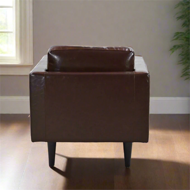 Crafters and Weavers Philippe Top Grain Leather Arm Chair in Chocolate Brown