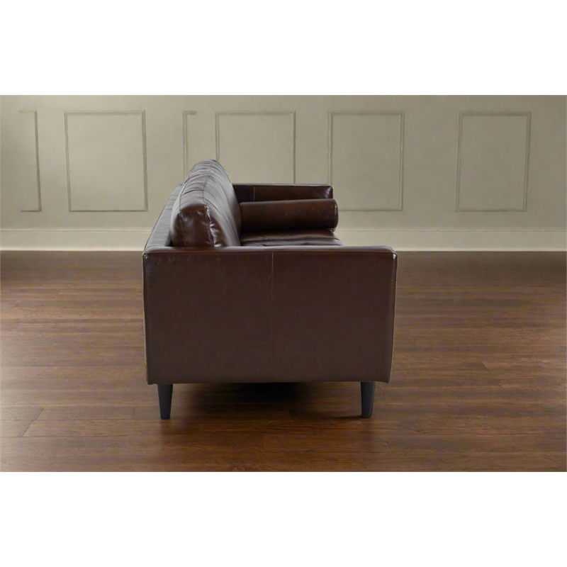 Crafters and Weavers Philippe Top Grain Leather Sofa in Chocolate Brown