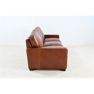 Crafters and Weavers Claudette Top Grain Leather Sofa in Chestnut