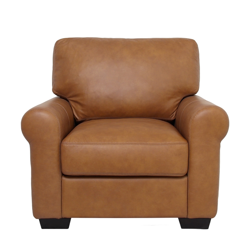 Crafters and Weavers Florentine Leather Arm Chair in Tan