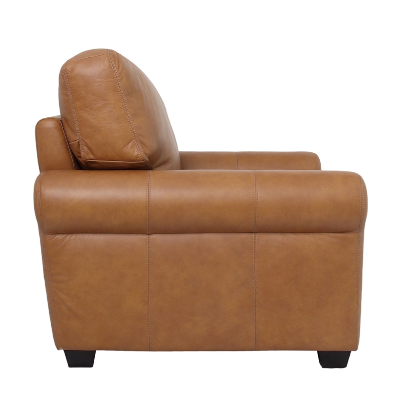 Crafters and Weavers Florentine Leather Arm Chair in Tan