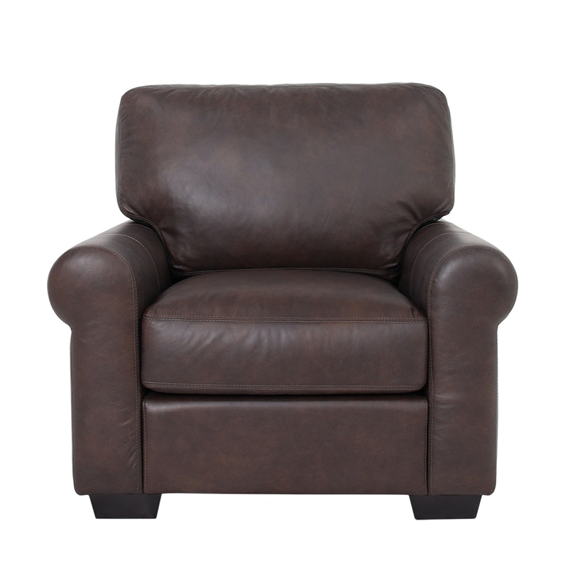 Crafters and Weavers Florentine Leather Arm Chair Tan in Dark Brown