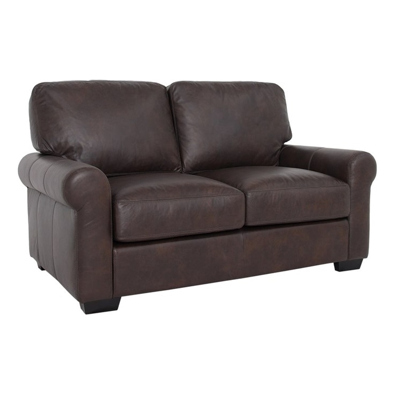 Crafters and Weavers Florentine Top Grain Leather Love Seat in Dark Brown