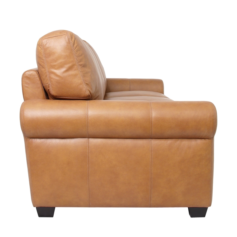 Crafters and Weavers Florentine Top Grain Leather Sofa in Tan