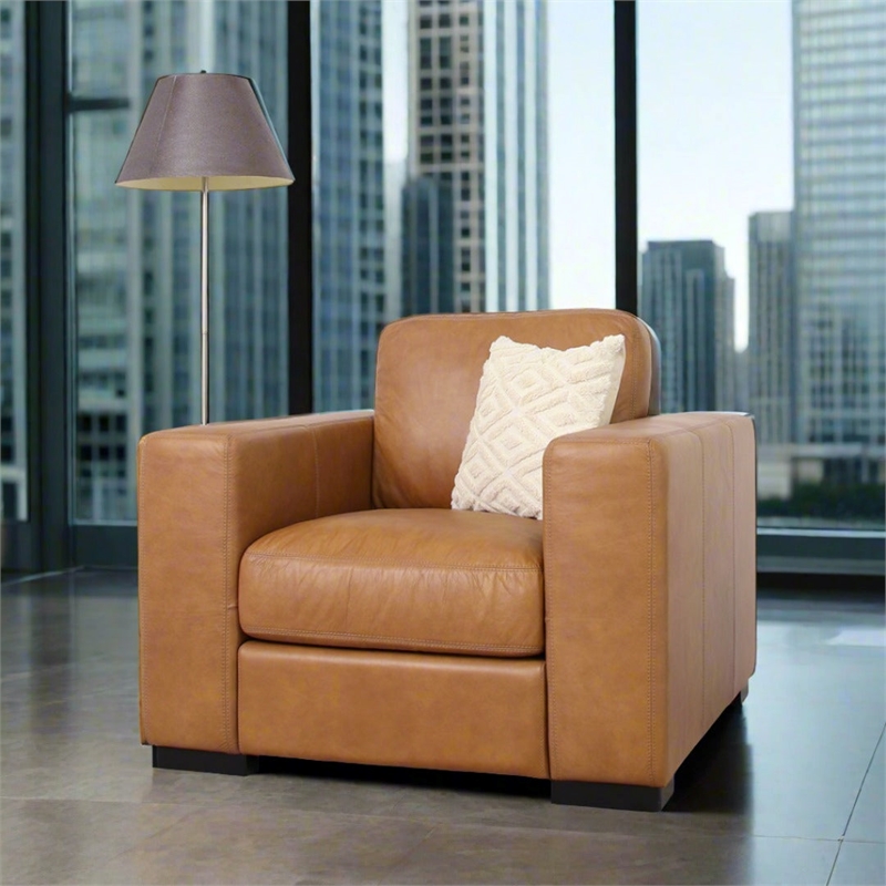 Crafters and Weavers Argento Leather Arm Chair in Tan