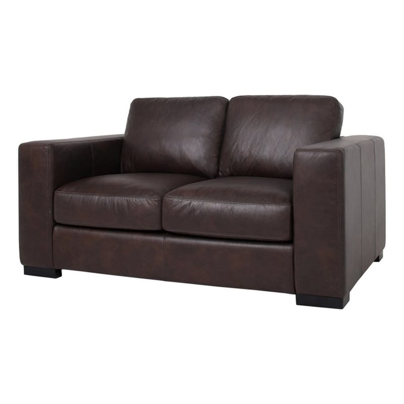 Crafters and Weavers Argento Leather Love Seat in Dark Brown