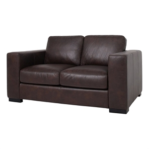 Crafters and Weavers Argento Leather Love Seat in Dark Brown