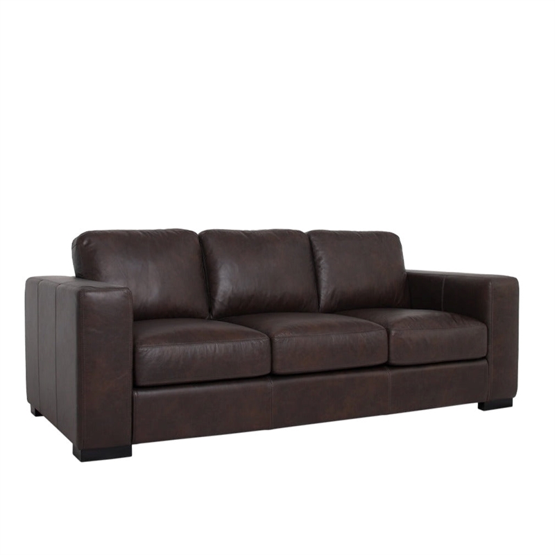 Crafters and Weavers Argento Top Grain Leather Sofa in Brown
