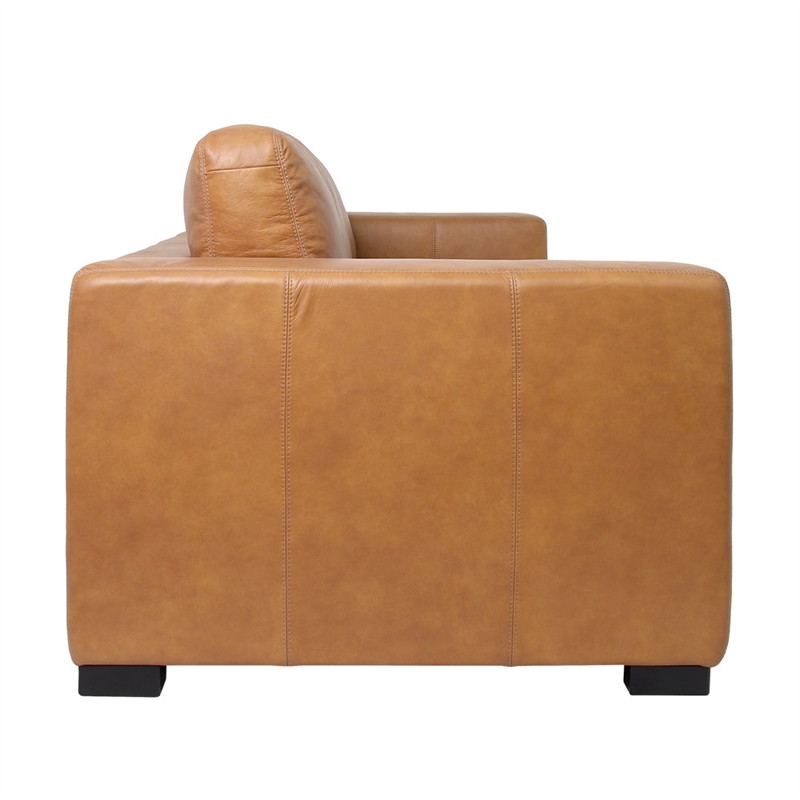 Crafters and Weavers Argento Top Grain Leather Sofa in Tan