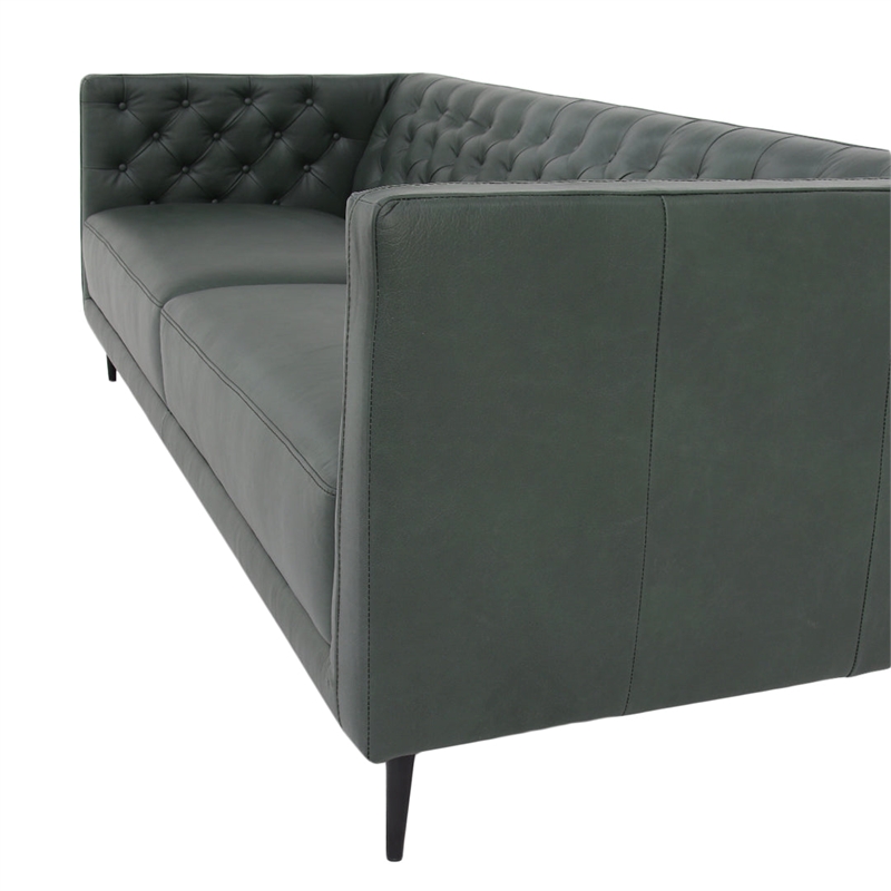 Crafters and Weavers Lucius Top Grain Leather Sofa in Green