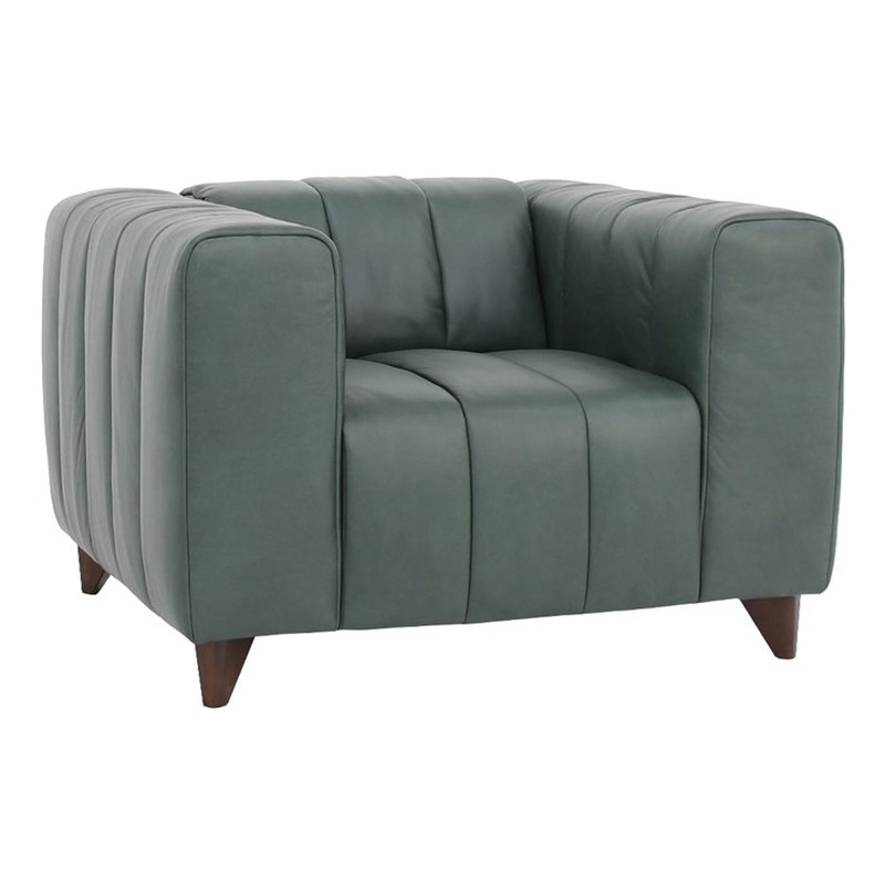 Crafters and Weavers Octavia Top Grain Leather Arm Chair in Green