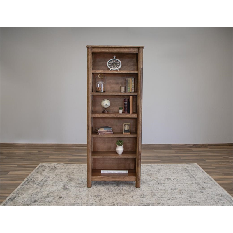 Crafters and Weavers Venus Solid Mango Wood Bookcase in Brown