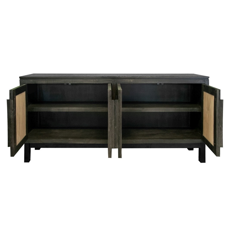 Crafters and Weavers Malta Two-Tone Solid Wood Sideboard / Console in Black