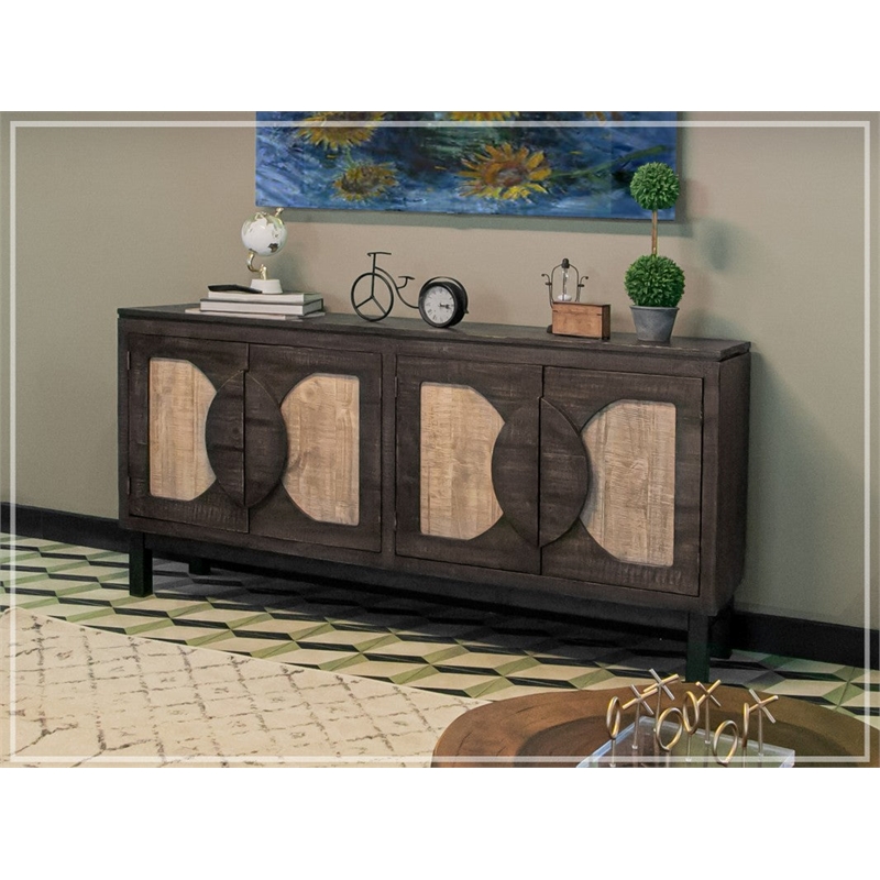 Crafters and Weavers Malta Two-Tone Solid Wood Sideboard / Console in Black
