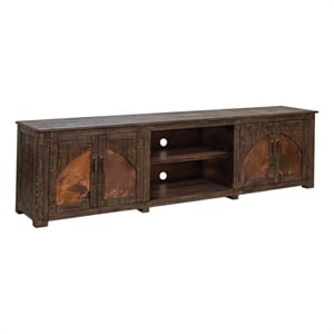 Crafters and Weavers 93&quot Mystic Pine Wood and Copper TV Stand in Multi-Color