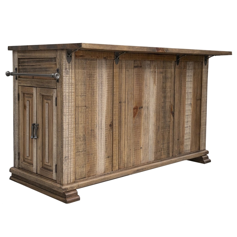 Crafters and Weavers Westwood 3 Drawer Kitchen Island - Stack Leg in Brown