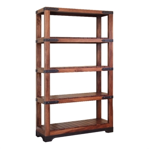 Crafters and Weavers 70&quot H Granville Parota Industrial Bookcase in Brown