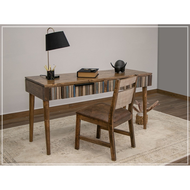 Crafters and Weavers Giza Solid Wood Writing Desk with 2 Drawers in Multi-Color