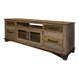 Crafters and Weavers 76&quot Greenview Loft Solid Wood TV Stand in Brown