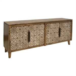 Crafters and Weavers 68.50&quot Vallata Solid Wood Sideboard Media Console in Brown