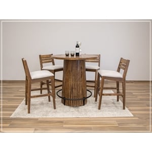 Crafters and Weavers Osiris Rustic Solid Wood Bistro Table & Chairs Set in Brown