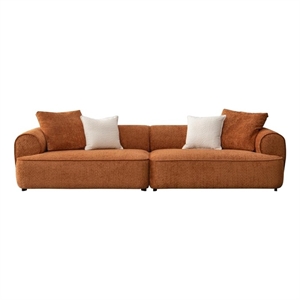 Crafters and Weavers 118&quot Sunset Collection Modern 4-Seater Fabric Sofa - Orange