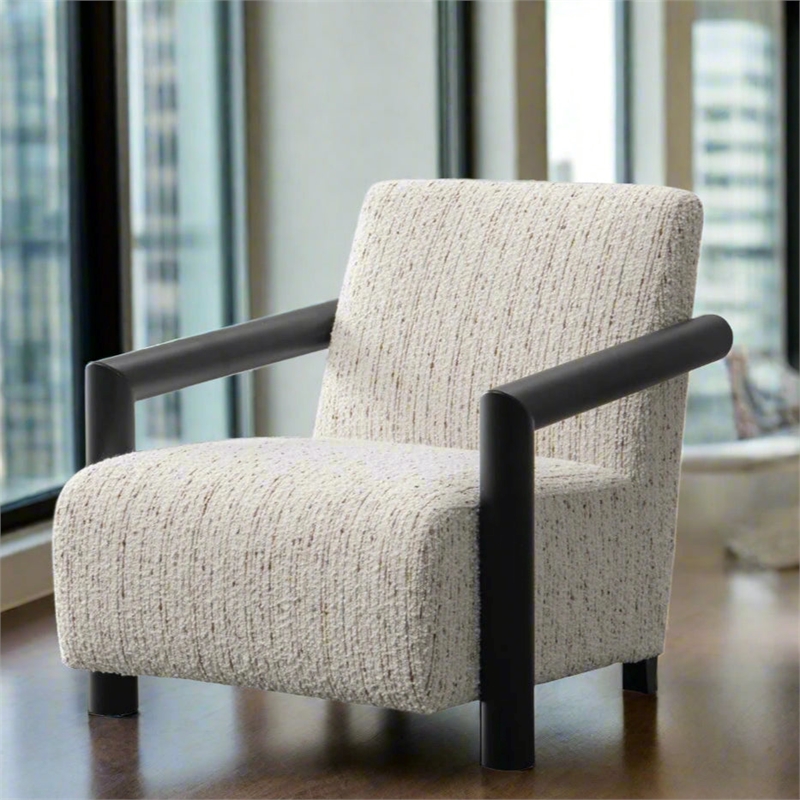 Crafters and Weavers Nora Collection Mid-Century Modern Arm Chair - Ivory/White