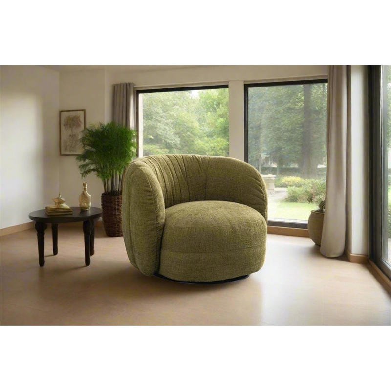 Crafters and Weavers Nest Collection Mid-Century Modern Swivel Arm Chair - Green