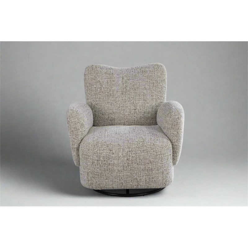 Crafters and Weavers Atlas Modern Fabric Swivel Arm Chair in White