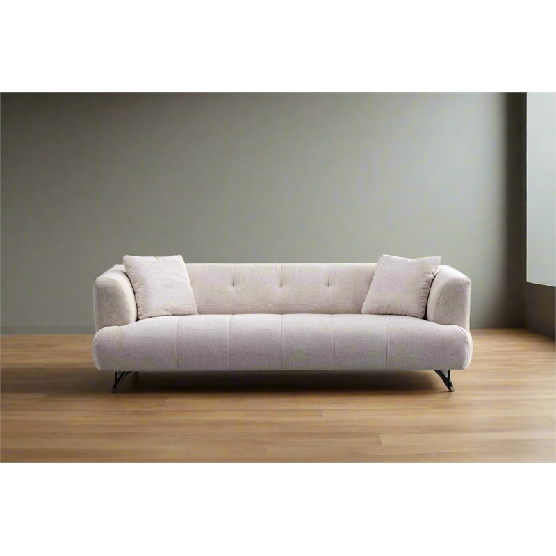 Crafters and Weavers Arden Collection Modern Fabric 3-Seater Sofa in White