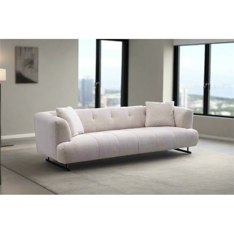 Crafters and Weavers Arden Collection Modern Fabric 3-Seater Sofa in White