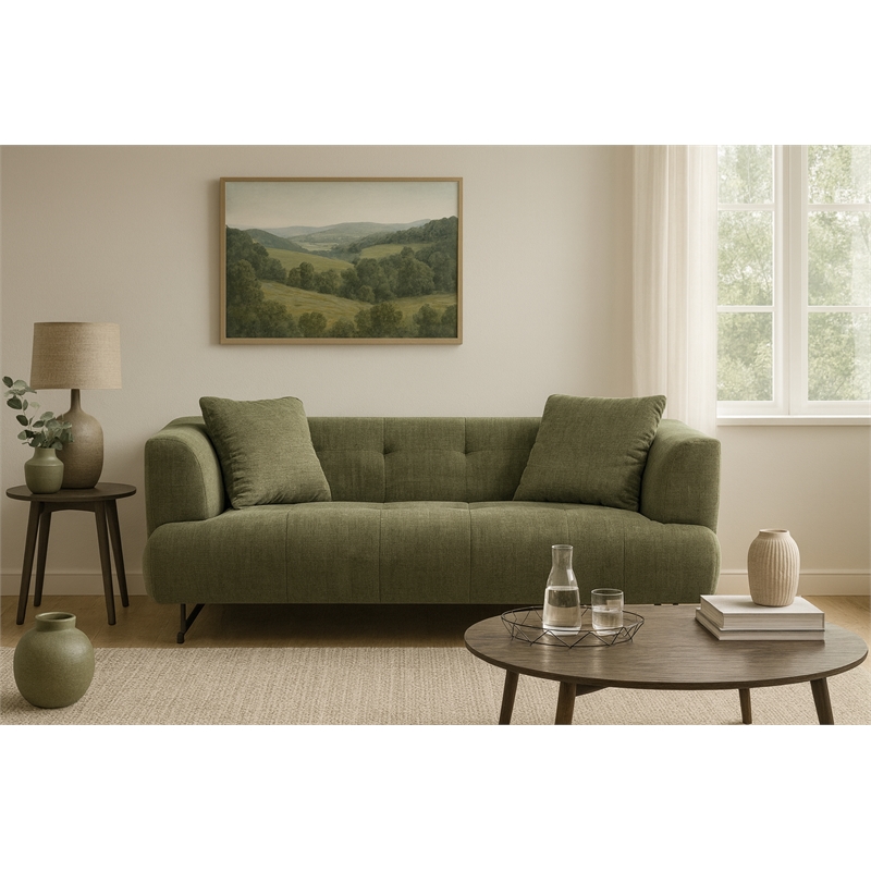Crafters and Weavers Arden Collection Modern Fabric 3-Seater Sofa - Green