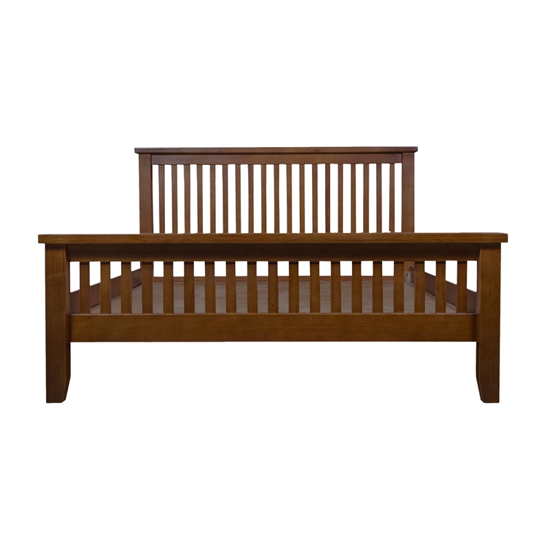 Crafters and Weavers Mission Quarter Sawn Oak Slat King Bed in Walnut
