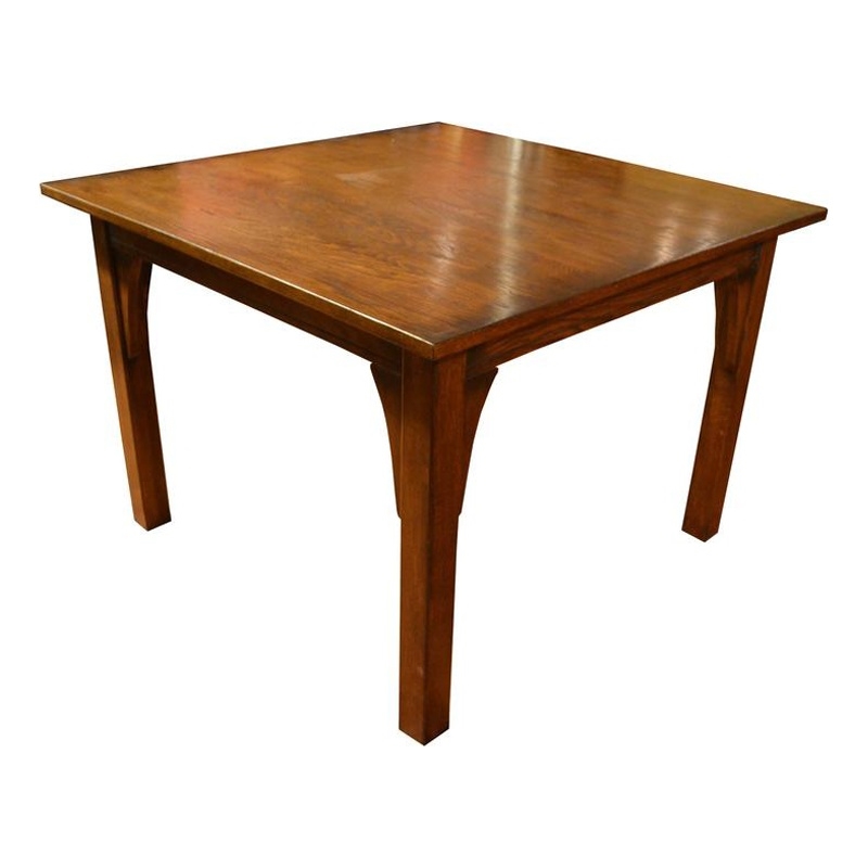Crafters and Weavers Mission Style White Oak Square Dining Table in Walnut