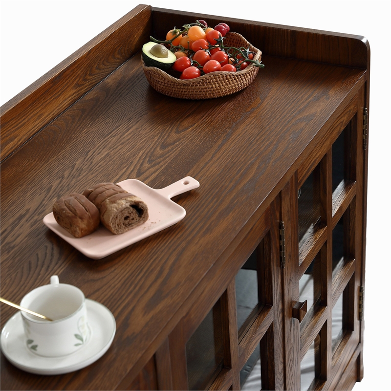 Crafters and Weavers Mission Oak 3 Door Console in Walnut