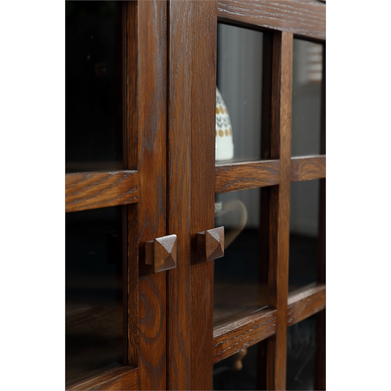 Crafters and Weavers Mission Oak 3 Door Console in Walnut