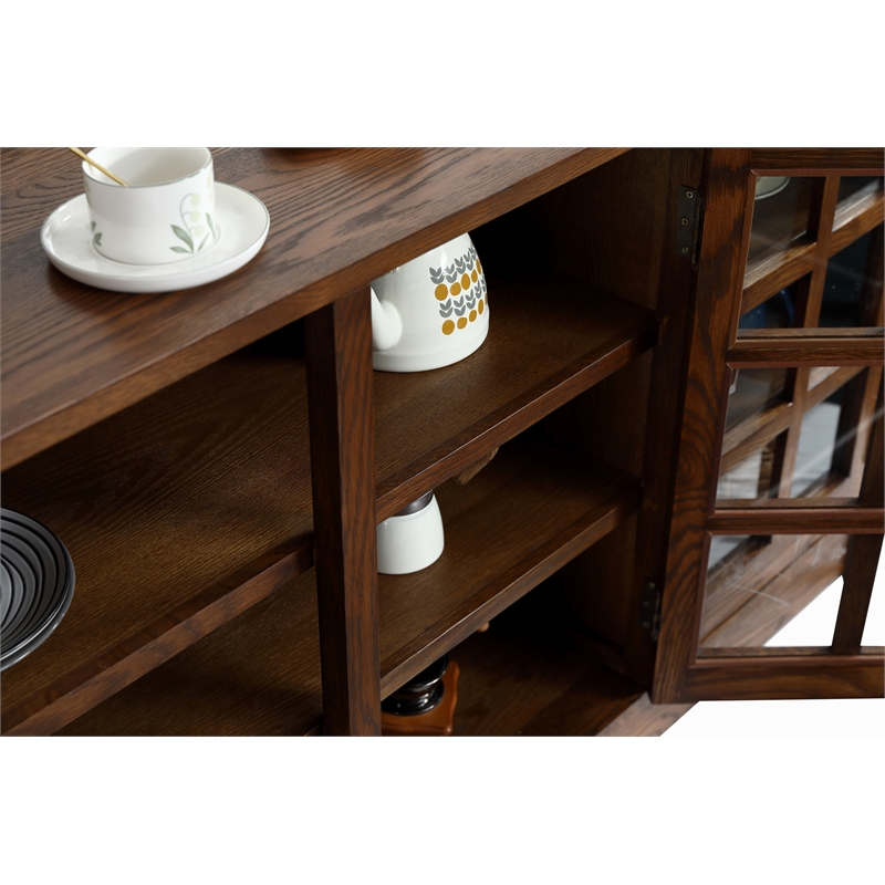 Crafters and Weavers Mission Oak 3 Door Console in Walnut