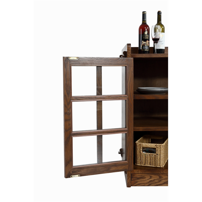 Crafters and Weavers Mission Oak 3 Door Console in Walnut