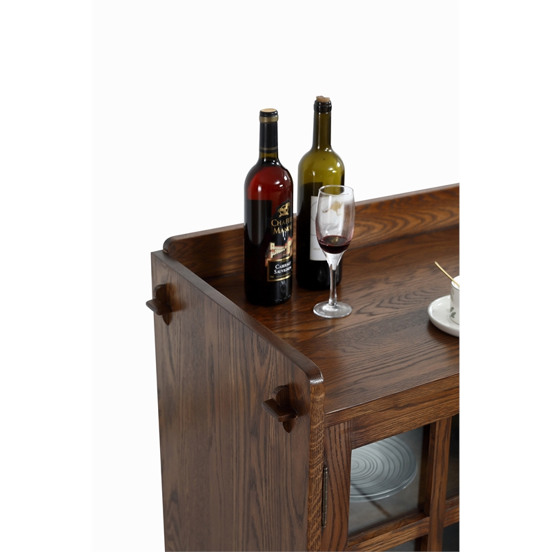 Crafters and Weavers Mission Oak 3 Door Console in Walnut