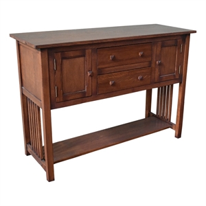 Crafters and Weavers 52&quot Mission Solid Oak Buffet / Console Table - Walnut