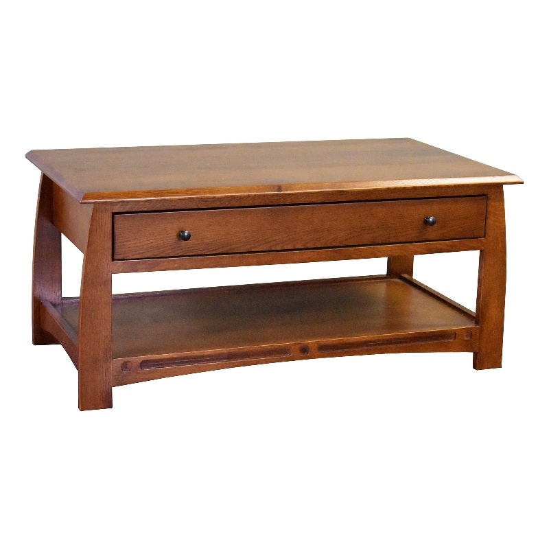 Crafters and Weavers Mission Crofter Style 1 Drawer Coffee Table in Walnut