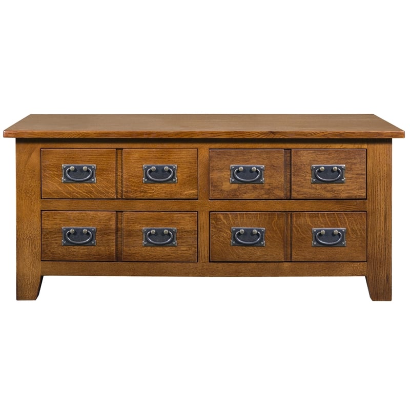 Crafters and Weavers Mission 8 Drawer Coffee Table in Cherry