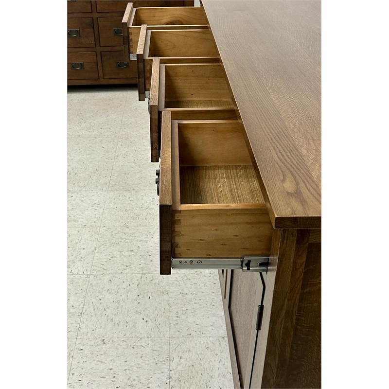 Crafters and Weavers Mission 4 Door 4 Drawer Oak Sideboard - Walnut